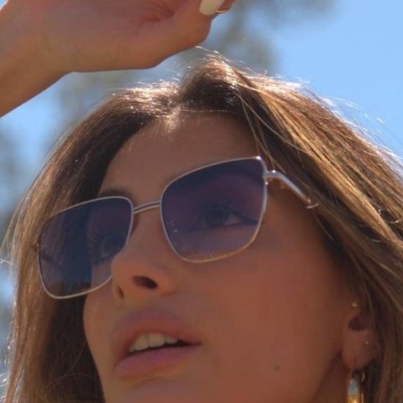 otra rita blue & gold retro y2k oversized square metal frame sunglasses eyewear - Picture 3 of 7